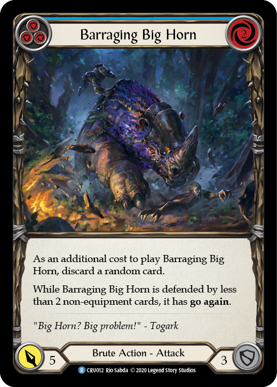 Barraging Big Horn (Blue) [CRU012] (Crucible of War)  1st Edition Rainbow Foil | The CG Realm