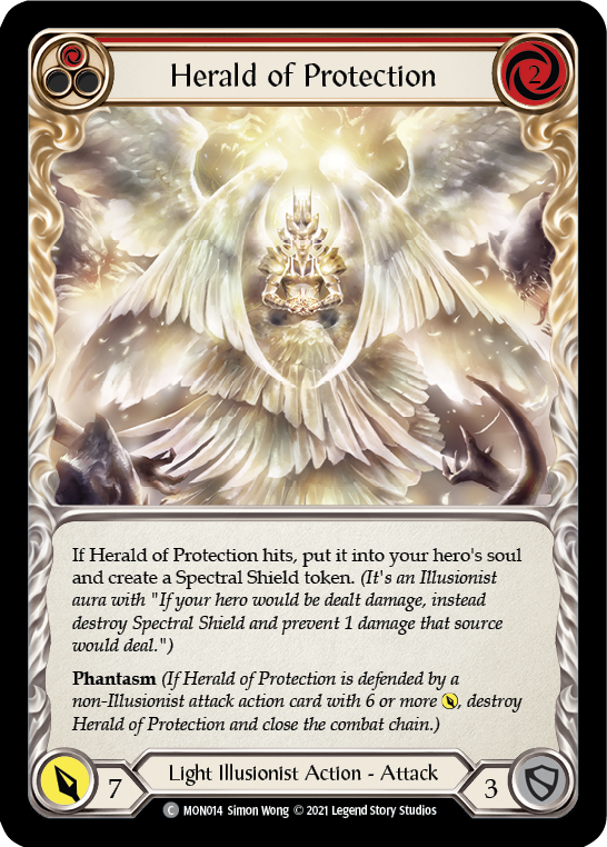 Herald of Protection (Red) [MON014-RF] (Monarch)  1st Edition Rainbow Foil | The CG Realm