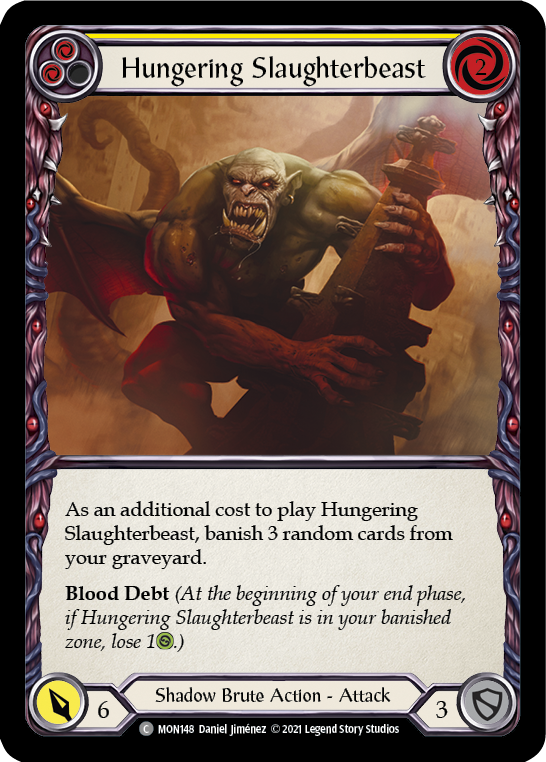 Hungering Slaughterbeast (Yellow) [MON148-RF] (Monarch)  1st Edition Rainbow Foil | The CG Realm