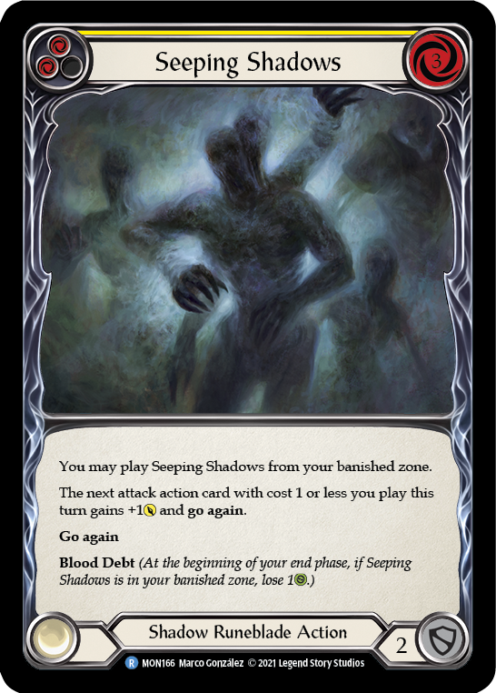 Seeping Shadows (Yellow) [MON166-RF] (Monarch)  1st Edition Rainbow Foil | The CG Realm