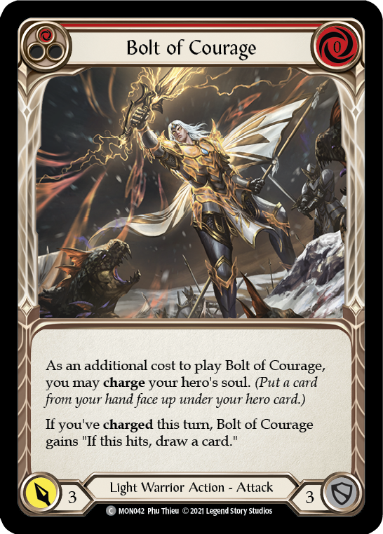 Bolt of Courage (Red) [MON042-RF] (Monarch)  1st Edition Rainbow Foil | The CG Realm