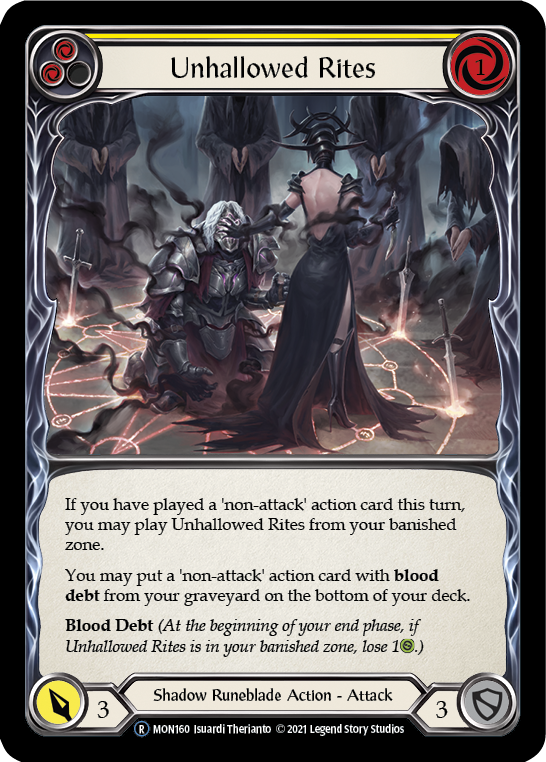 Unhallowed Rites (Yellow) [U-MON160-RF] (Monarch Unlimited)  Unlimited Rainbow Foil | The CG Realm