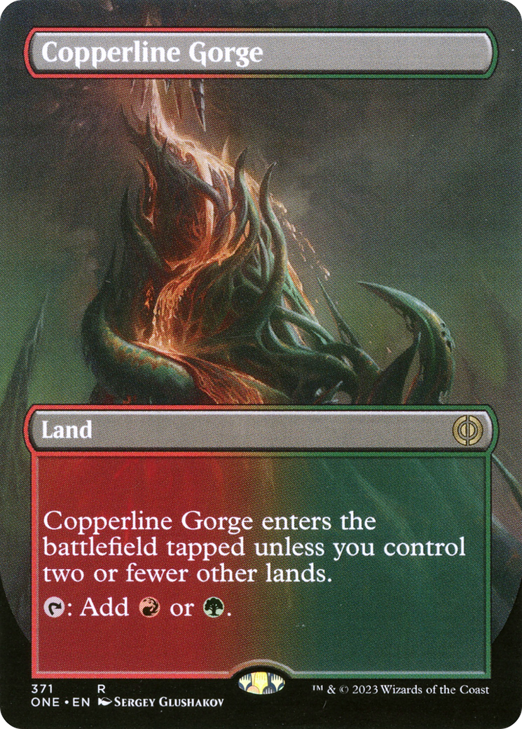 Copperline Gorge (Borderless Alternate Art) [Phyrexia: All Will Be One] | The CG Realm