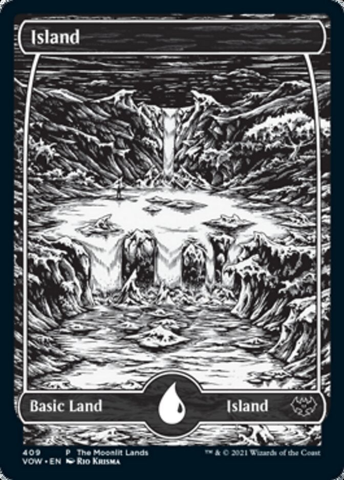 Island (The Moonlit Lands) (Foil Etched) [Innistrad: Crimson Vow Promos] | The CG Realm