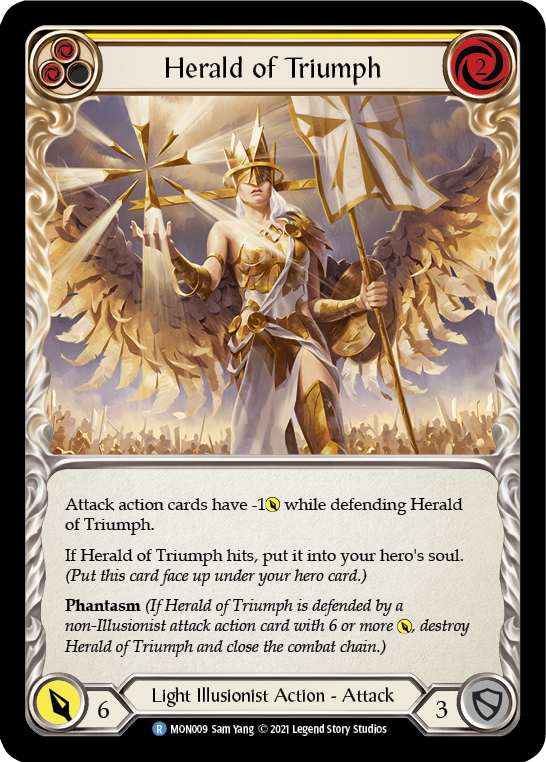 Herald of Triumph (Yellow) [MON009-RF] (Monarch)  1st Edition Rainbow Foil | The CG Realm