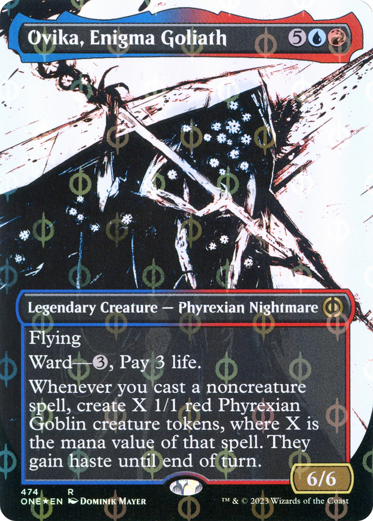 Ovika, Enigma Goliath (Borderless Ichor Step-and-Compleat Foil) [Phyrexia: All Will Be One] | The CG Realm