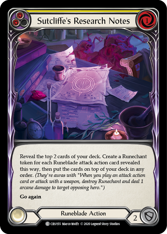 Sutcliffe's Research Notes (Yellow) [CRU155] (Crucible of War)  1st Edition Normal | The CG Realm