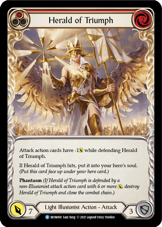 Herald of Triumph (Red) [MON008-RF] (Monarch)  1st Edition Rainbow Foil | The CG Realm