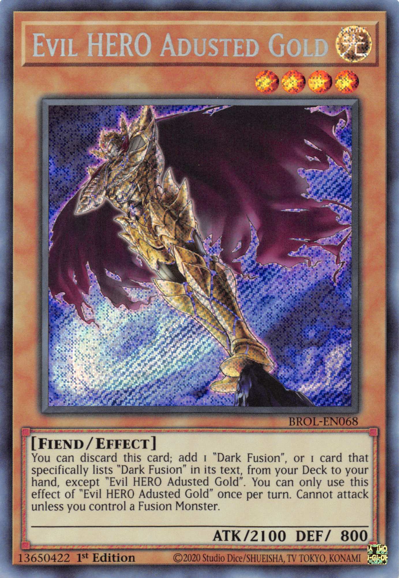 Evil HERO Adusted Gold [BROL-EN068] Secret Rare | The CG Realm