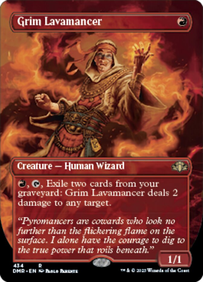 Grim Lavamancer (Borderless Alternate Art) [Dominaria Remastered] | The CG Realm