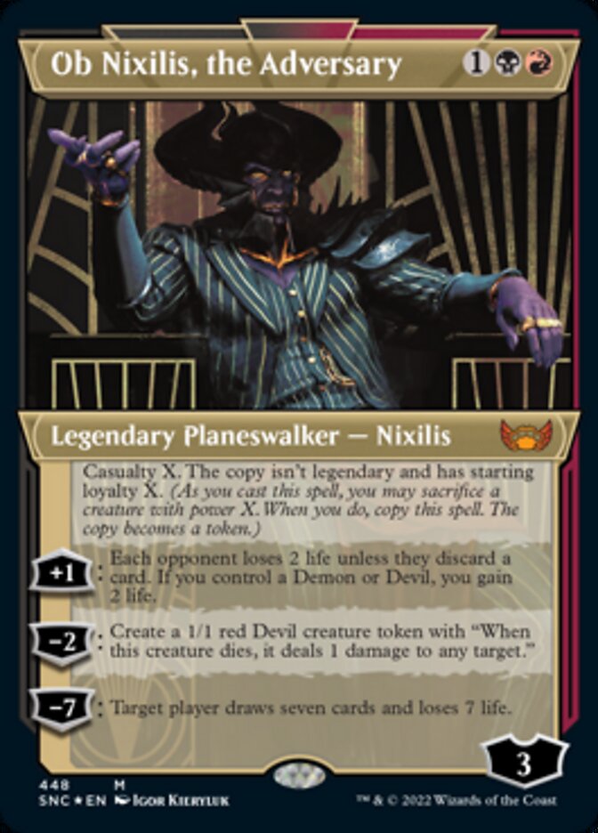 Ob Nixilis, the Adversary (Showcase Art Deco Foil Etched) [Streets of New Capenna] | The CG Realm