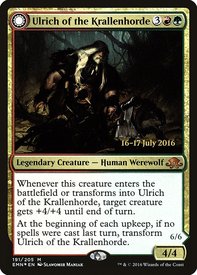 Ulrich of the Krallenhorde // Ulrich, Uncontested Alpha [Eldritch Moon Prerelease Promos] | The CG Realm