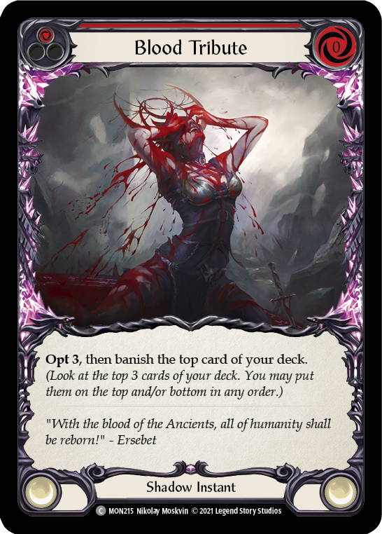 Blood Tribute (Red) [MON215-RF] (Monarch)  1st Edition Rainbow Foil | The CG Realm