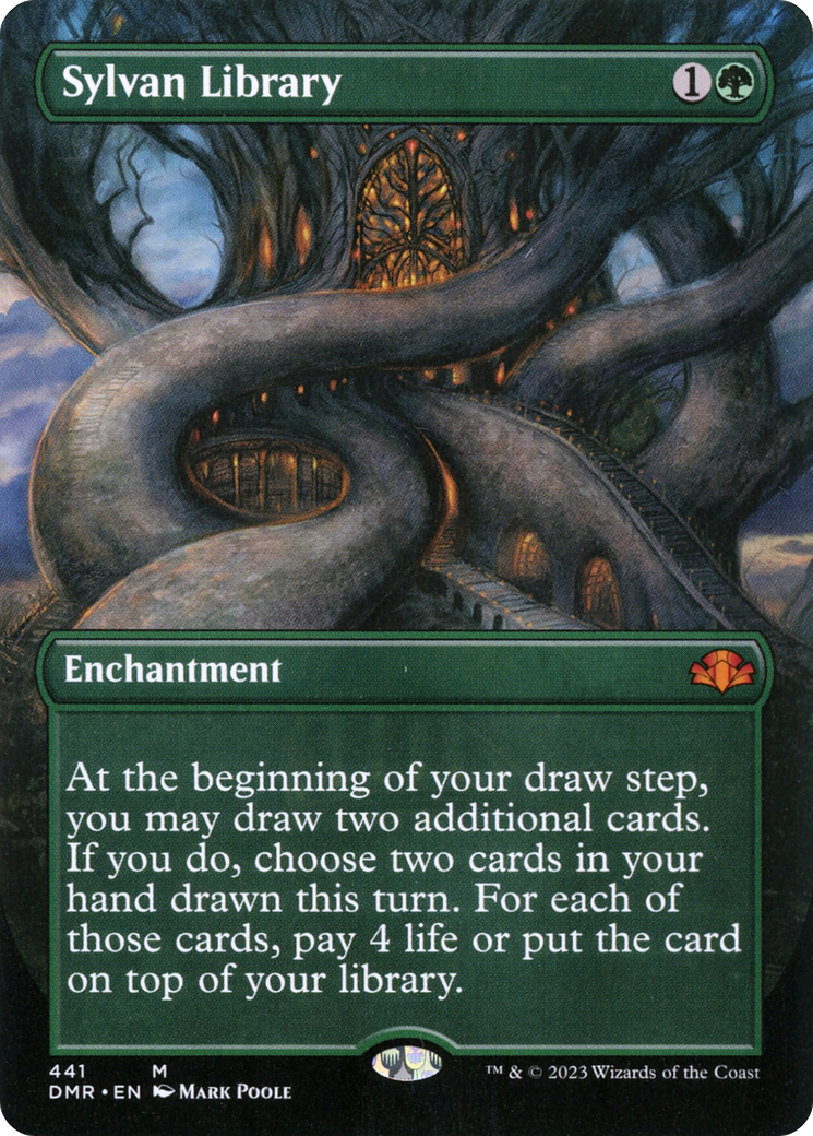 Sylvan Library (Borderless Alternate Art) [Dominaria Remastered] | The CG Realm