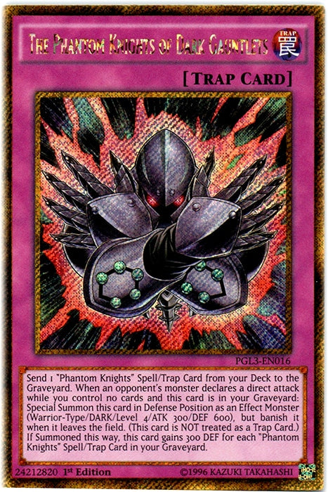 The Phantom Knights of Dark Gauntlets [PGL3-EN016] Gold Secret Rare | The CG Realm