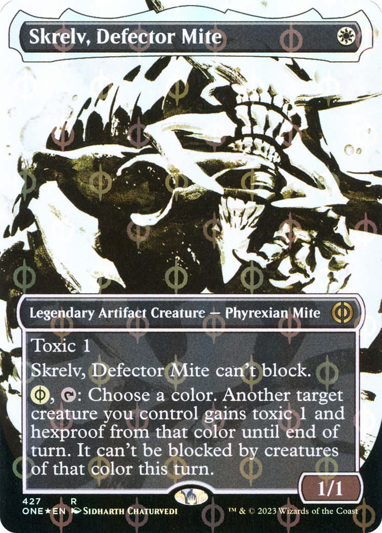 Skrelv, Defector Mite (Borderless Ichor Step-and-Compleat Foil) [Phyrexia: All Will Be One] | The CG Realm