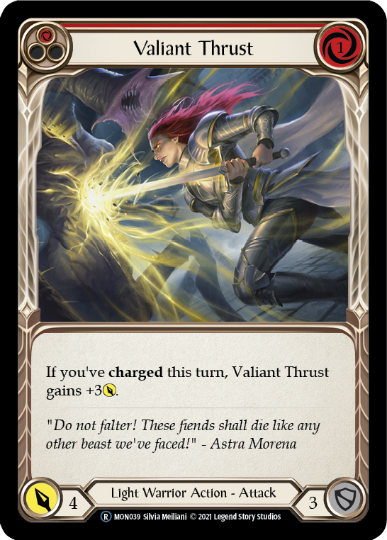 Valiant Thrust (Red) [U-MON039-RF] (Monarch Unlimited)  Unlimited Rainbow Foil | The CG Realm