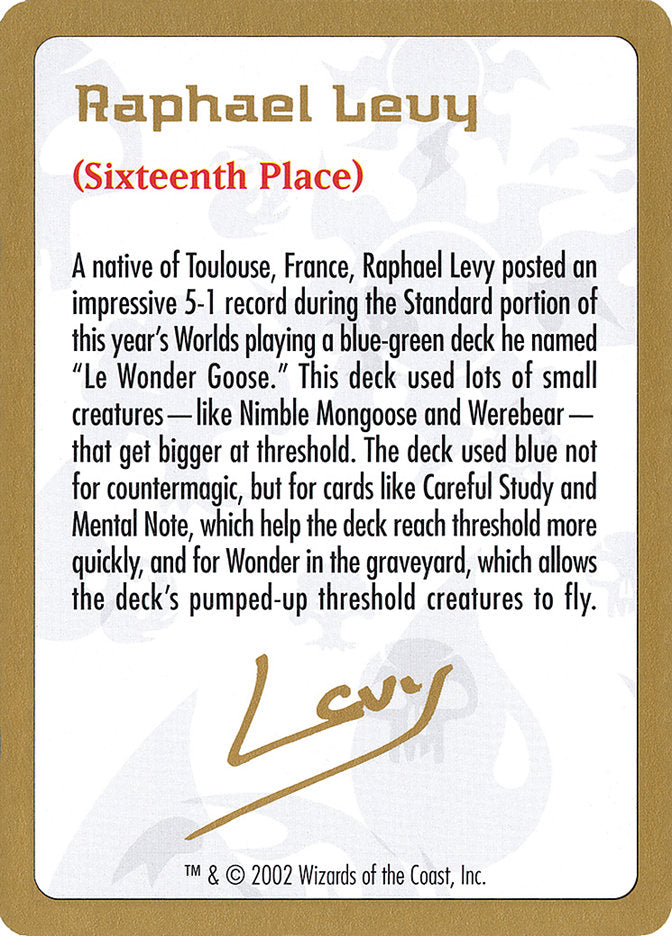 Raphael Levy Bio [World Championship Decks 2002] | The CG Realm