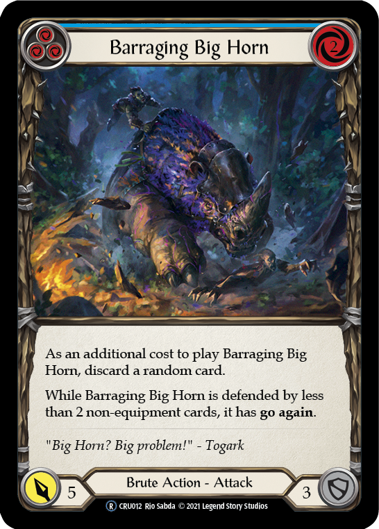 Barraging Big Horn (Blue) [U-CRU012] (Crucible of War Unlimited)  Unlimited Rainbow Foil | The CG Realm