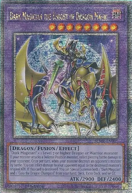 Dark Magician the Knight of Dragon Magic [BLMR-EN001] Quarter Century Secret Rare | The CG Realm