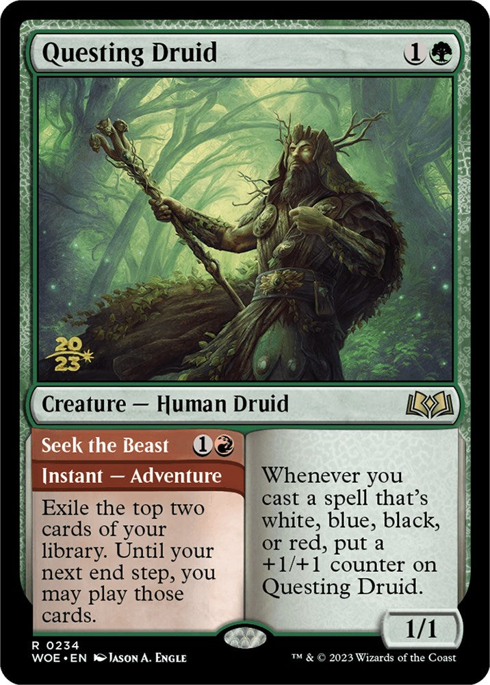 Questing Druid // Seek the Beast [Wilds of Eldraine Prerelease Promos] | The CG Realm