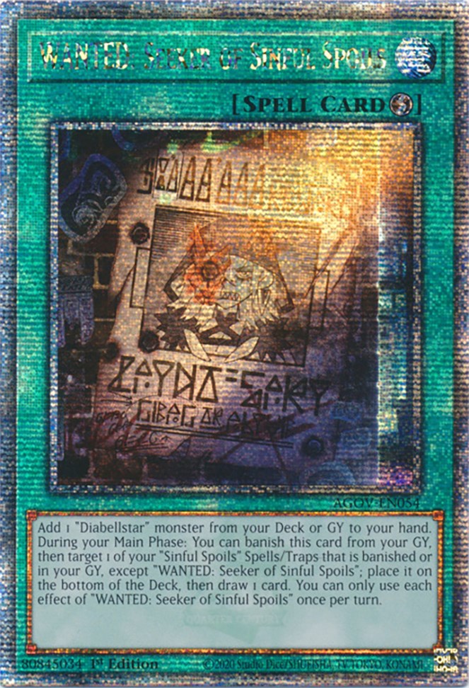 WANTED: Seeker of Sinful Spoils (Quarter Century Secret Rare) [AGOV-EN054] Quarter Century Secret Rare | The CG Realm