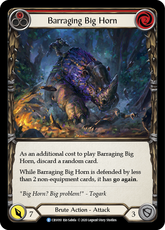 Barraging Big Horn (Red) [CRU010] (Crucible of War)  1st Edition Rainbow Foil | The CG Realm