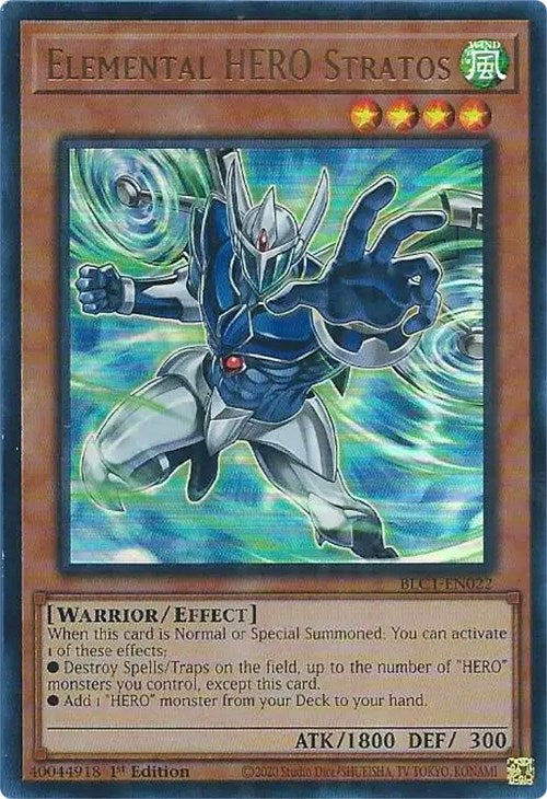 Elemental HERO Stratos (Alternate Art) [BLC1-EN022] Ultra Rare | The CG Realm