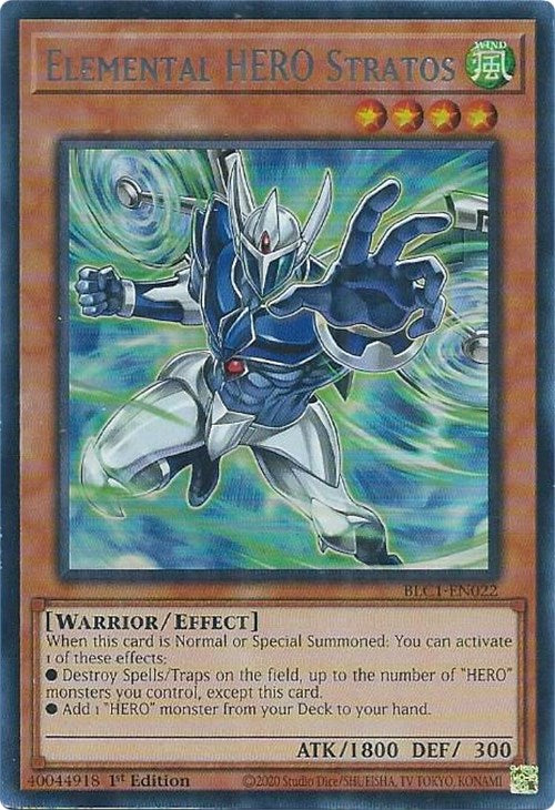 Elemental HERO Stratos (Alternate Art) (Silver) [BLC1-EN022] Ultra Rare | The CG Realm