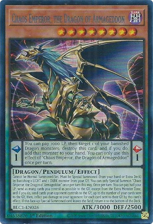 Chaos Emperor, the Dragon of Armageddon (Silver) [BLC1-EN026] Ultra Rare | The CG Realm