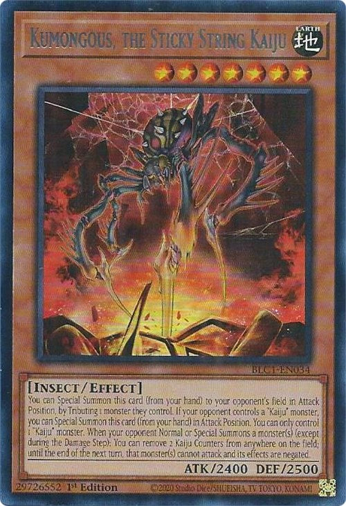 Kumongous, the Sticky String Kaiju (Silver) [BLC1-EN034] Ultra Rare | The CG Realm