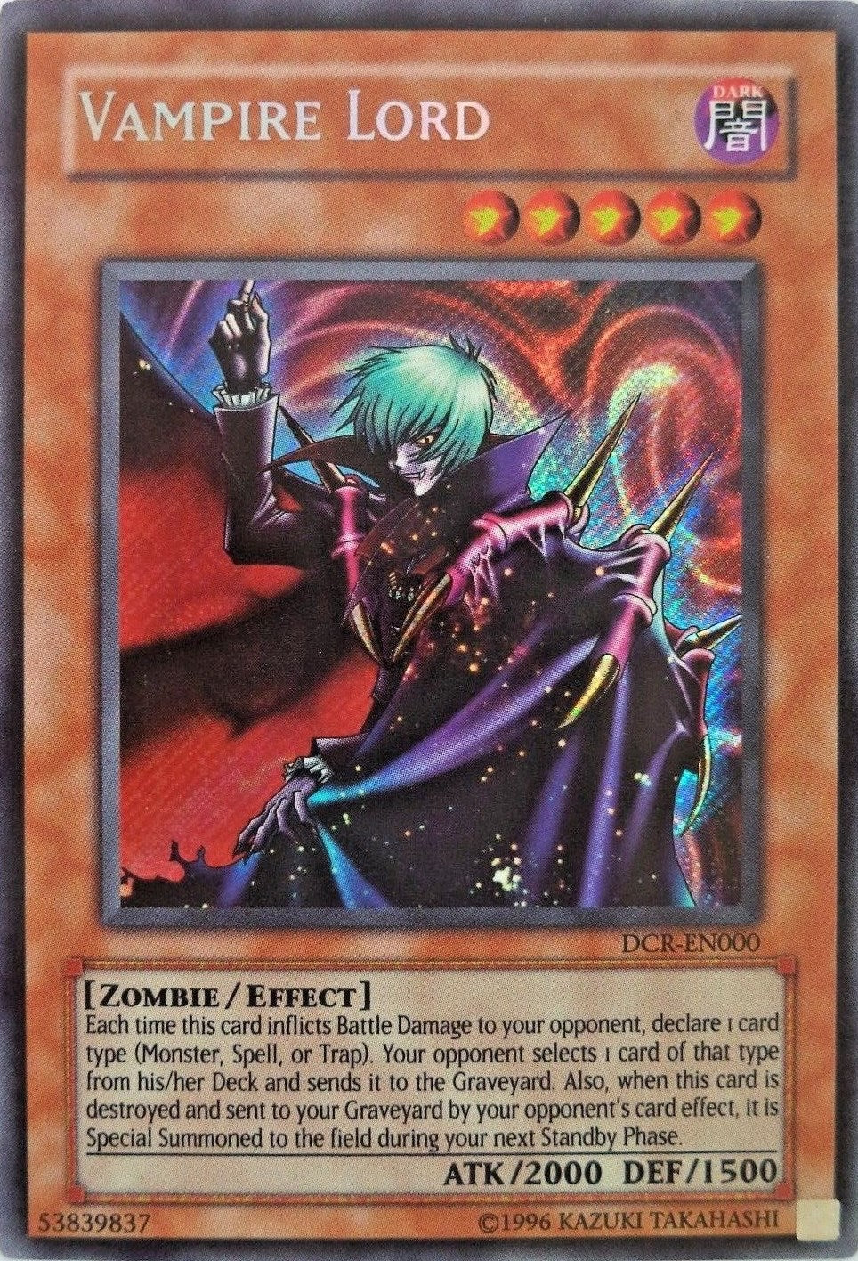 Vampire Lord [DCR-EN000] Secret Rare | The CG Realm