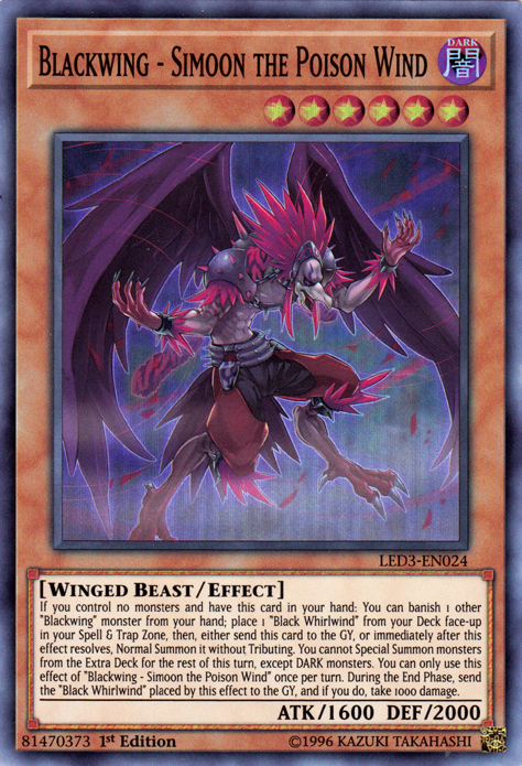 Blackwing - Simoon the Poison Wind [LED3-EN024] Super Rare | The CG Realm