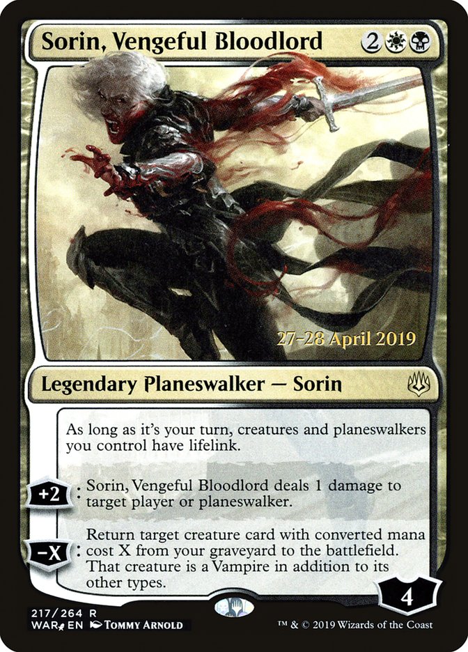 Sorin, Vengeful Bloodlord [War of the Spark Prerelease Promos] | The CG Realm