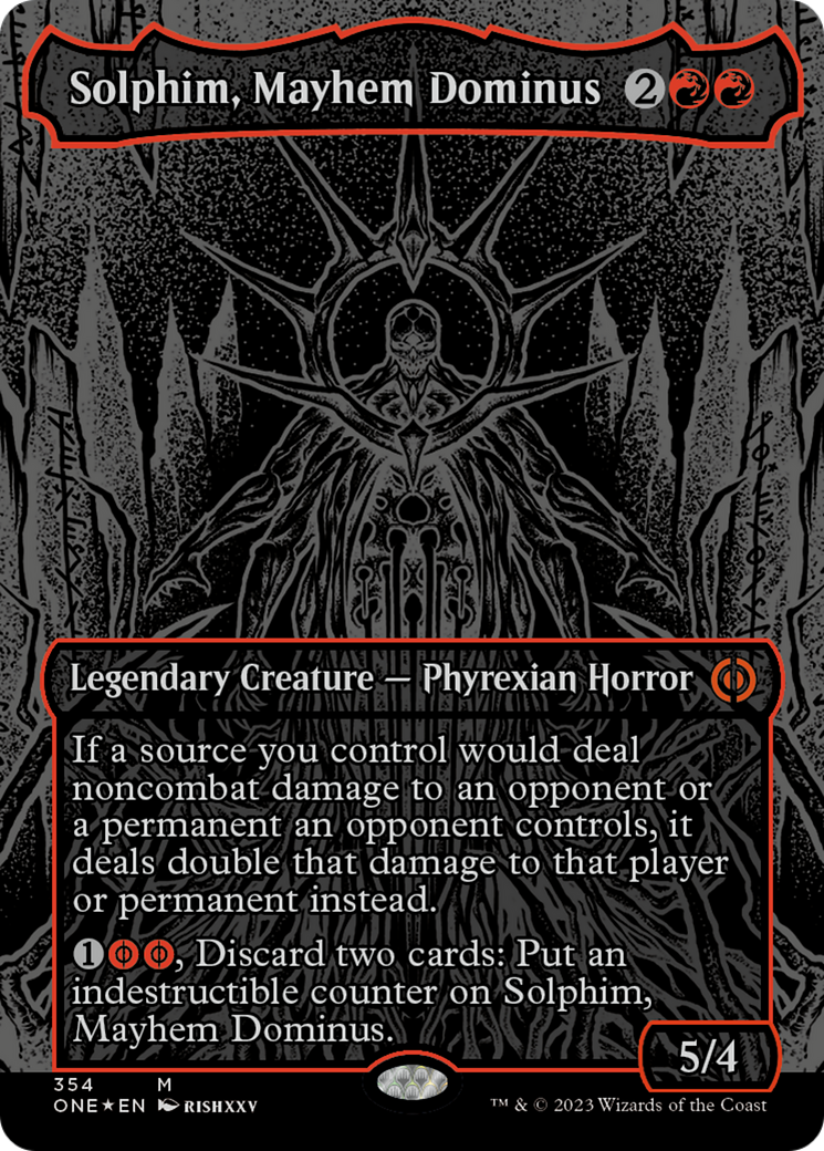 Solphim, Mayhem Dominus (Oil Slick Raised Foil) [Phyrexia: All Will Be One] | The CG Realm