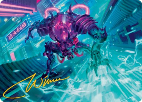 Surgehacker Mech Art Card (Gold-Stamped Signature) [Kamigawa: Neon Dynasty Art Series] | The CG Realm