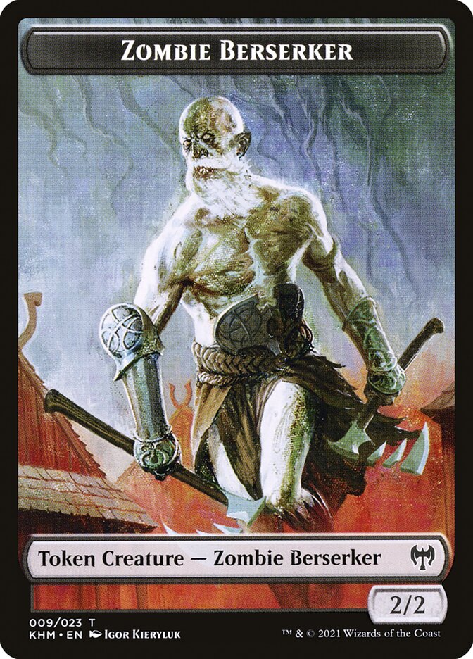 Human Warrior // Zombie Berserker Double-Sided Token [Kaldheim Tokens] | The CG Realm