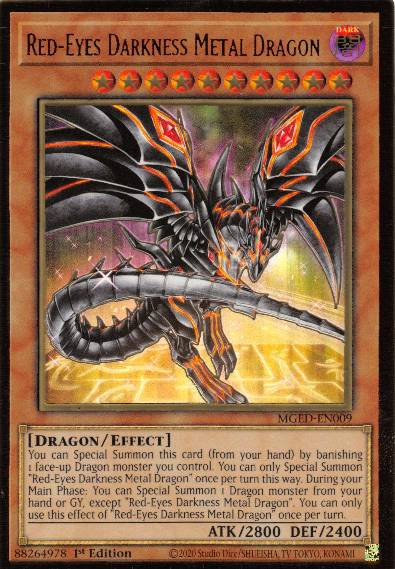 Red-Eyes Darkness Metal Dragon (Alternate Art) [MGED-EN009] Gold Rare | The CG Realm