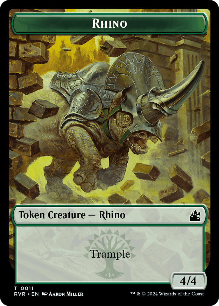 Elf Knight // Rhino Double-Sided Token [Ravnica Remastered Tokens] | The CG Realm