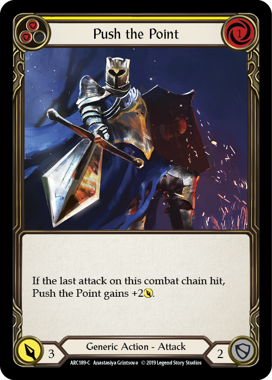 Push the Point (Yellow) [ARC189-C] (Arcane Rising)  1st Edition Rainbow Foil | The CG Realm