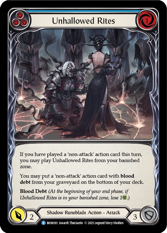 Unhallowed Rites (Blue) [MON161-RF] (Monarch)  1st Edition Rainbow Foil | The CG Realm