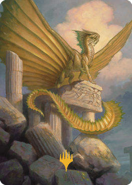 Ancient Gold Dragon Art Card (05) (Gold-Stamped Signature) [Commander Legends: Battle for Baldur's Gate Art Series] | The CG Realm