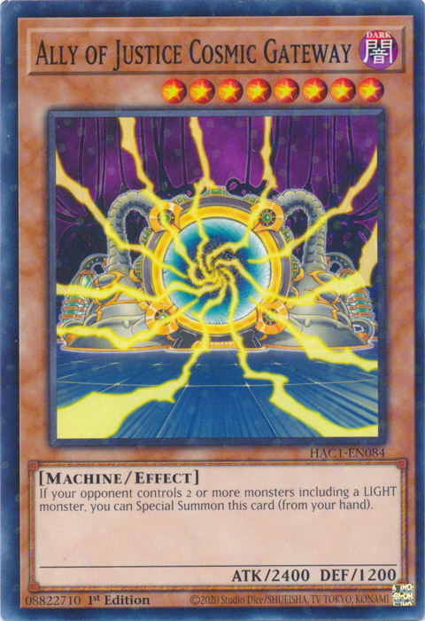 Ally of Justice Cosmic Gateway (Duel Terminal) [HAC1-EN084] Parallel Rare | The CG Realm