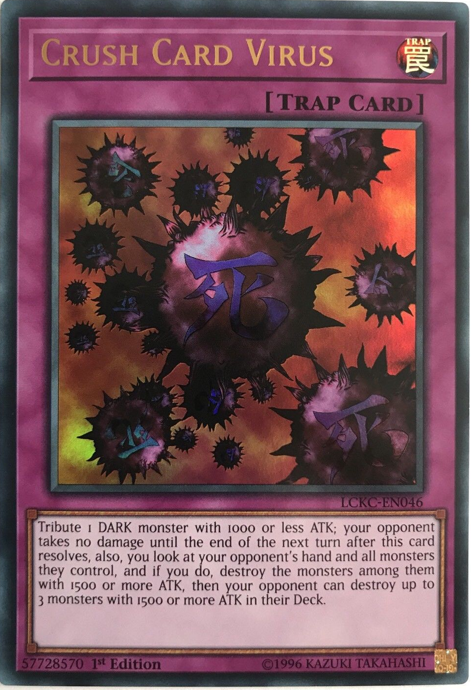 Crush Card Virus (Version 1) [LCKC-EN046] Ultra Rare | The CG Realm