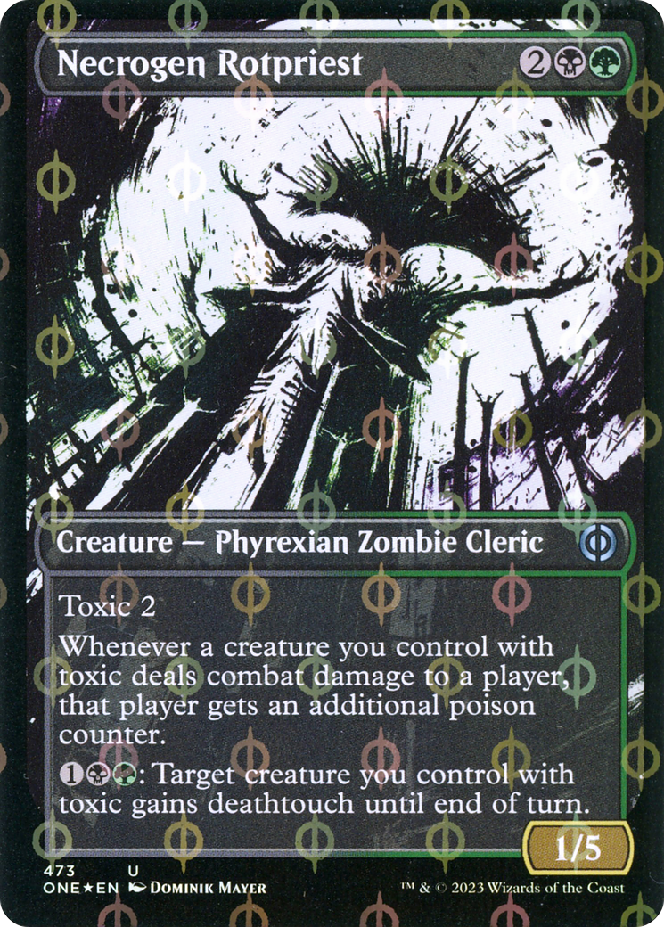 Necrogen Rotpriest (Borderless Ichor Step-and-Compleat Foil) [Phyrexia: All Will Be One] | The CG Realm