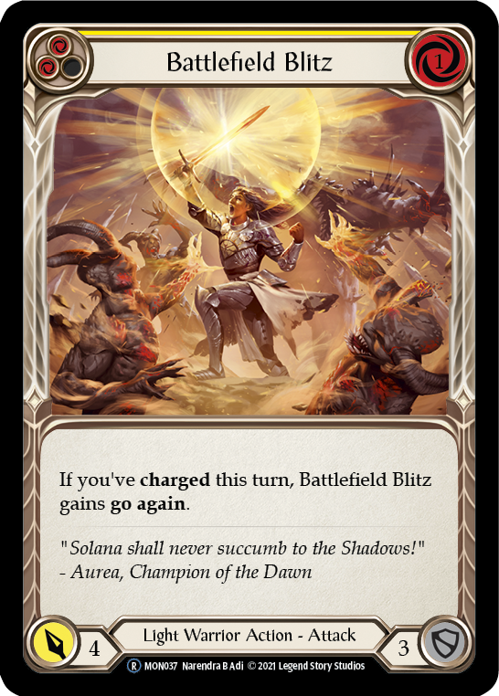 Battlefield Blitz (Yellow) [U-MON037-RF] (Monarch Unlimited)  Unlimited Rainbow Foil | The CG Realm