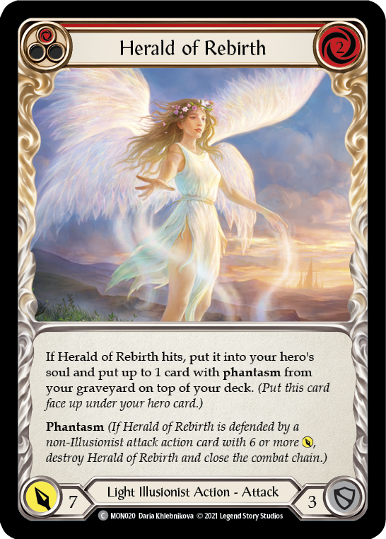 Herald of Rebirth (Red) [MON020-RF] (Monarch)  1st Edition Rainbow Foil | The CG Realm