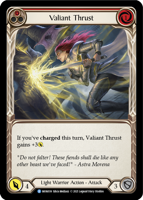 Valiant Thrust (Red) [MON039-RF] (Monarch)  1st Edition Rainbow Foil | The CG Realm