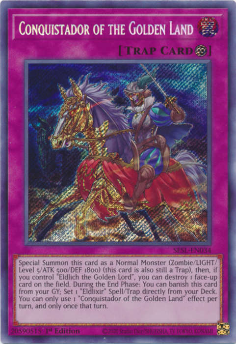 Conquistador of the Golden Land [SESL-EN034] Secret Rare | The CG Realm