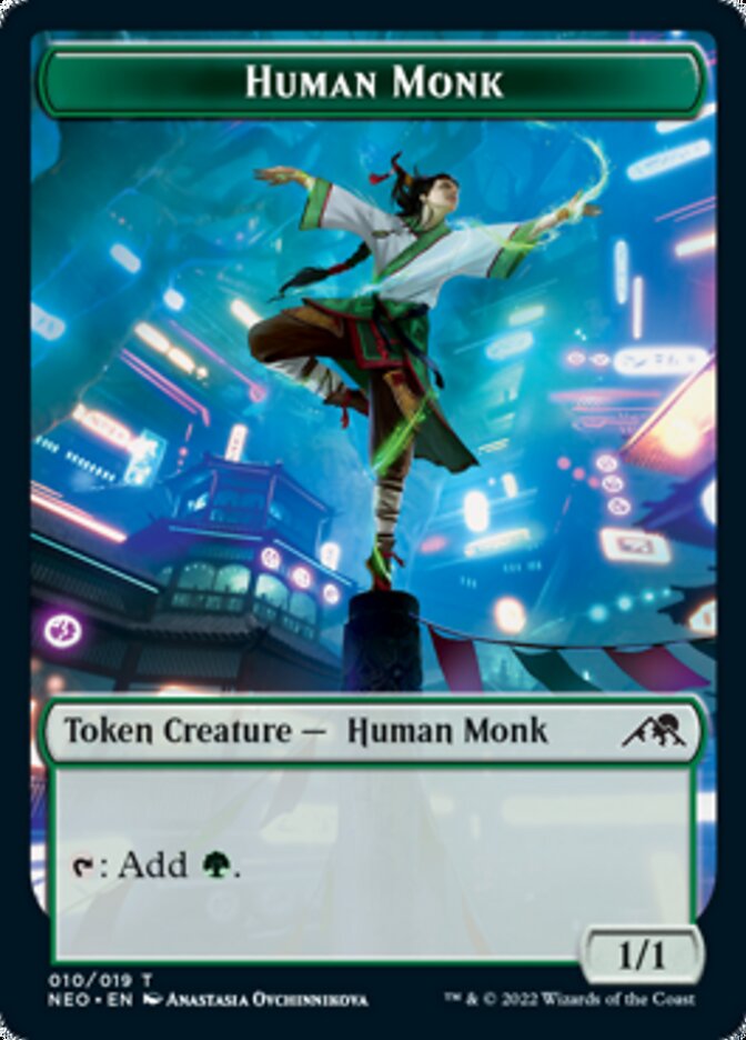 Spirit (002) // Human Monk Double-Sided Token [Kamigawa: Neon Dynasty Tokens] | The CG Realm